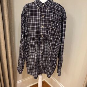 L.L. Bean Navy and White Checkered Button-Down Shirt